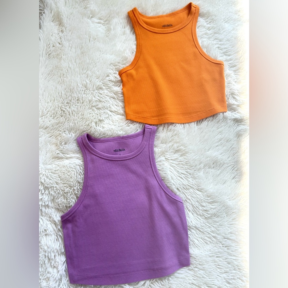 Wild Fable Vibrant Orange and Purple Cropped Tank Tops
